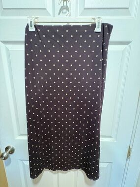 Polka Dot Maxi Skirt - brown with Cream Dots